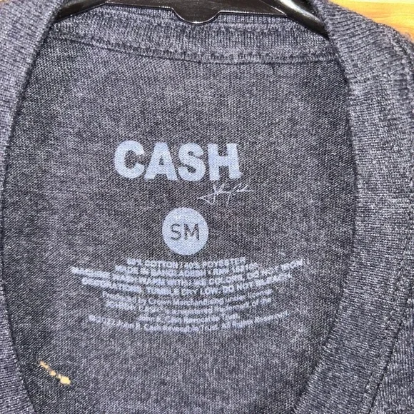 Johnny Cash T-Shirt Womens Small Distressed Black Wash Man in Black Short Sleeve - Picture 7 of 10